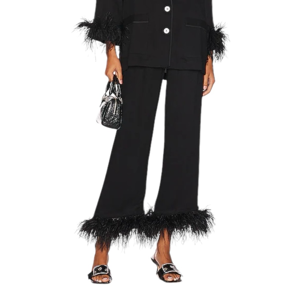 SLEEPER Party Black Feather Pajama Pants SMALL